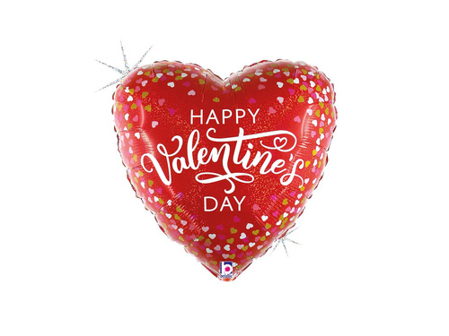 Balon foliowy serce czerwone na walentynki z napisem - 14" - 1 szt.