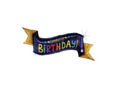 Balon foliowy Happy Birthday Banner - 45" - 1 szt.