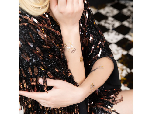 Tatuaże zmywalne Happy New Year na Sylwestra - 15 szt.