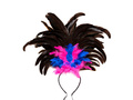 Opaska tancerki samby z piórami czarnymi, niebieskimi i różowymi - 1 szt.