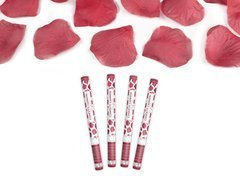 Tuba strzelająca, bordowe sztuczne płatki róż, 60cm, 4 szt.