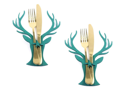 Etui na sztućce z miękkiego filcu - Renifer - 2 szt.