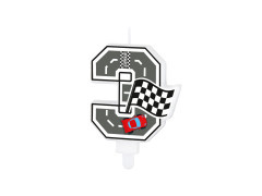 Świeczka cyferka Wyścigówki - 3 - 7 cm - 1 szt.