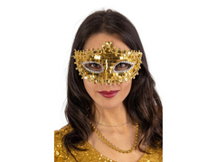 Maska karnawałowa złota z cekinami