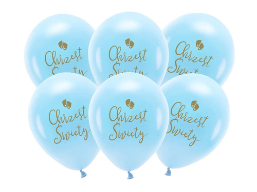 Balony lateksowe na Chrzest Święty błękitne - 33 cm - 6 szt.