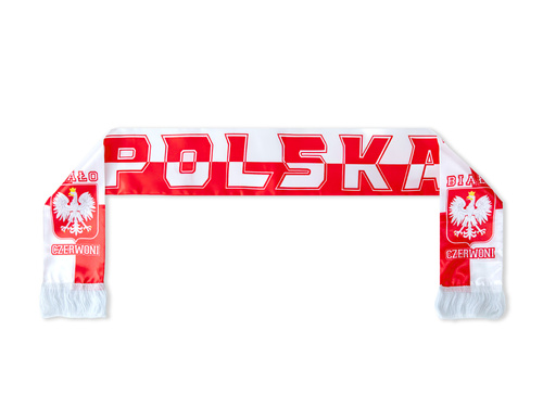 Szalik biało-czerwony Polska - 14x 145 cm - 1 szt.