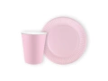 Zestaw kubeczki + talerzyki papierowe różowe - 24 szt.