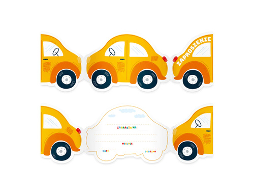 Zaproszenia urodzinowe Auta - 6 szt.