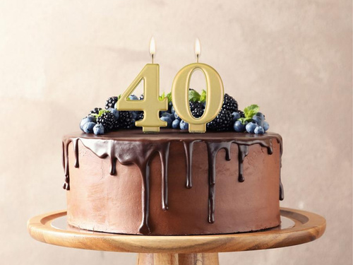 Świeczka cyferka metaliczna złota - 4 - cztery