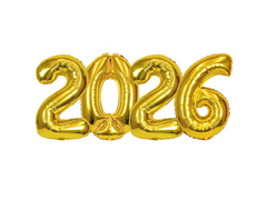 Zestaw balonów foliowych 2026 złoty - 35 cm