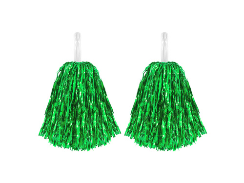 Pompony cheerleaderki metaliczne zielone - 2 szt.