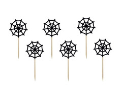 Pikery na muffiny pajęczyny na Halloween - 6 szt.