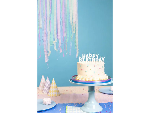 Świeczki pikery napis Happy Birthday - biały