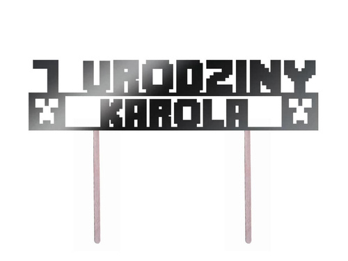 Topper papierowy na tort personalizowany Piksele - 20 cm