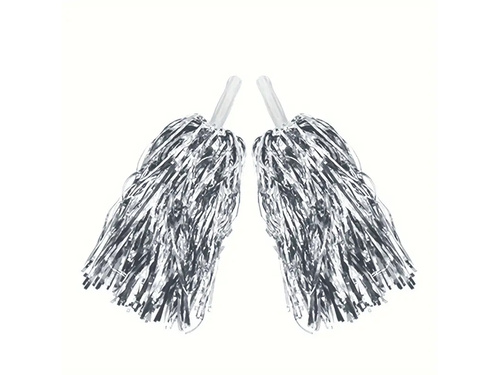 Pompony cheerleaderki metaliczne srebrne - 2 szt.