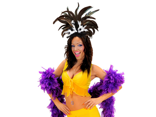 Opaska tancerki samby z piórami czarnymi i białymi - 1 szt.