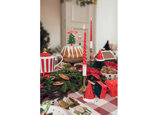 Świece stożkowe Mikołaj czerwone - 25 cm - 2 szt.