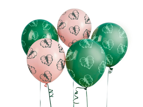 Balony lateksowe Tropikalne Liście - 30 cm - 5 szt.