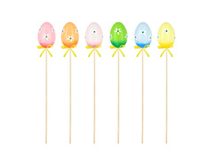 Dekoracja Wielkanocna Pisanki na Patyku - 6 szt.