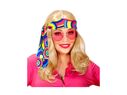 Blond peruka Disco Fever Hipis z lat 70. z opaską