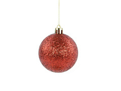 Bombki choinkowe czerwone brokatowe - 6 cm - 12 szt.