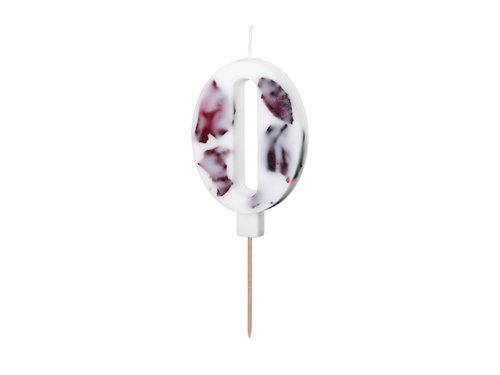 Świeczka cyferka zero z płatkami kwiatów - 0 - 1 szt.