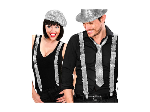 Srebrne cekinowe szelki