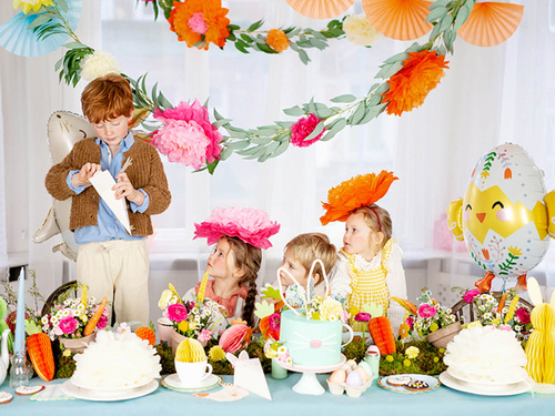 Dekoracja wisząca rozetka Jajko żółte - 12 cm - 1 szt.