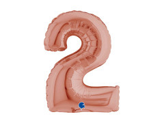 Balon foliowy cyfra 2 złoty róż - 14" - 1 szt.