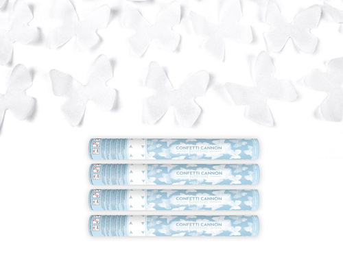 Tuba strzelająca białymi motylkami 40 cm 4 szt.