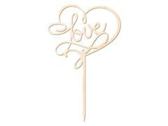 Topper drewniany na tort Love - 15 cm