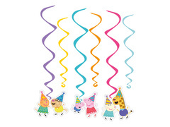 Dekoracja wisząca świderki Świnka Peppa - 6 szt.