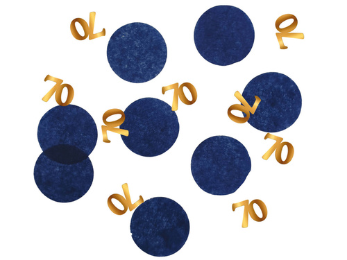 Konfetti urodzinowe na siedemdziesiątkę granatowo-złote - 25 g