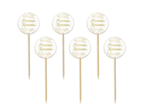 Pikery na babeczki Pierwsza Komunia - 6 szt.