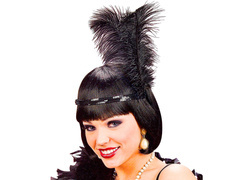 Opaska z piórami i cekinami Retro czarna - 1 szt.