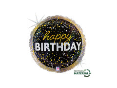 Balon foliowy okrągły Metallic Happy Birthday Party - 14" - 1 szt.