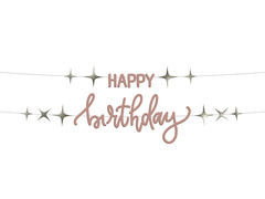 Baner Happy Birthday różowy - 100 cm - 2 szt.