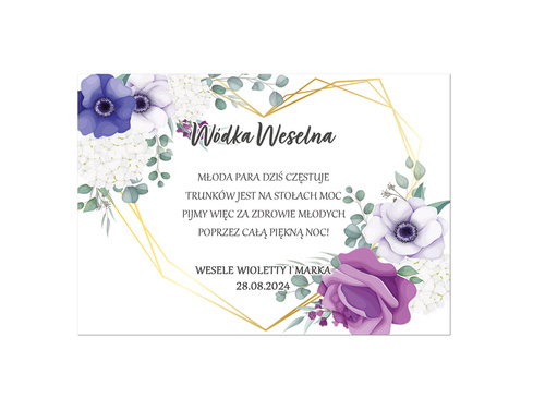 Etykiety personalizowane na butelkę z Wódką Weselną - 9 szt.