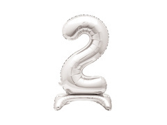 Balon foliowy stojący cyfra 2 srebrny - 76 cm - 1szt.
