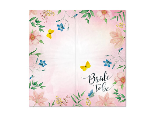 Serwetki w kwiaty z napisem Bride To Be - 33 cm - 10 szt.
