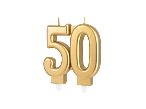 Świeczka na 50-tkę złota - 7,7 cm - 1 szt.