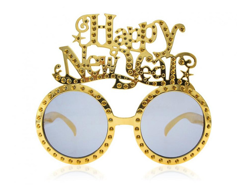 Okulary Happy New Year złote - 1 szt.