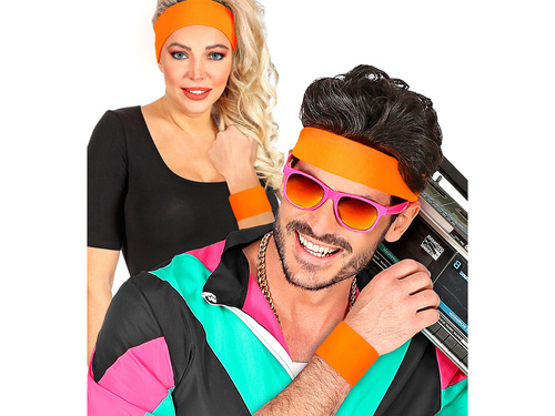 Opaski neonowe pomarańczowe Disco lata 80-te - 2 szt.