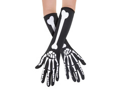 Rękawiczki długie Szkielet - 24 cm - 1 para