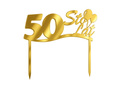 Topper z lustrzanej pleksi złoty na tort 50 urodziny