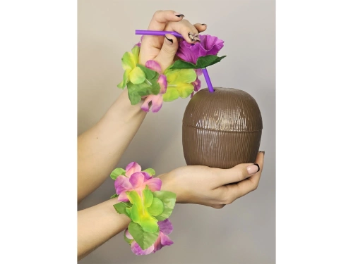 Zestaw hawajski limonkowo-fioletowy - 4 elementowy