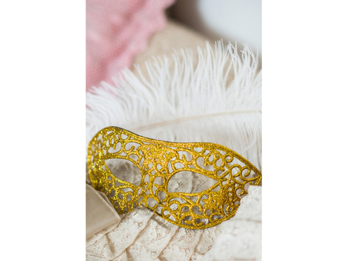 Maska karnawałowa złota brokatowa