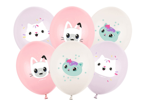 Balony lateksowe urodzinowe Koci Domek Gabbi - 30 cm - 6 szt