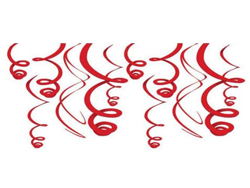 Dekoracja wisząca Swirl czerwona - 56 cm - 12 szt.
