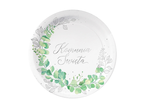 Talerzyki papierowe na Komunię Świętą - 18 cm - 6 szt.